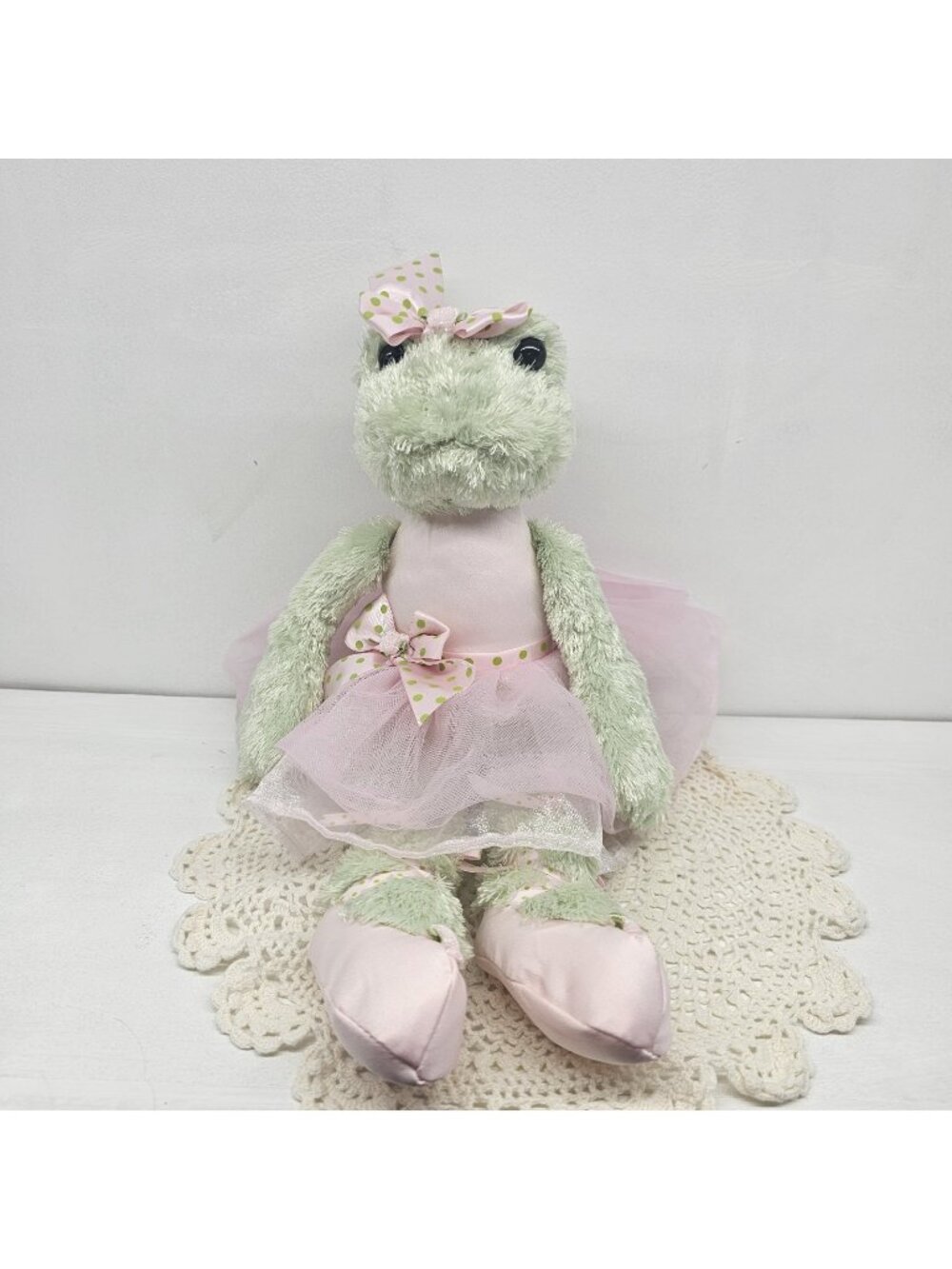 BEARINGTON BABY COLLECTION JULIETTE PIROUETTE 15" BALLERINA FROG PLUSH